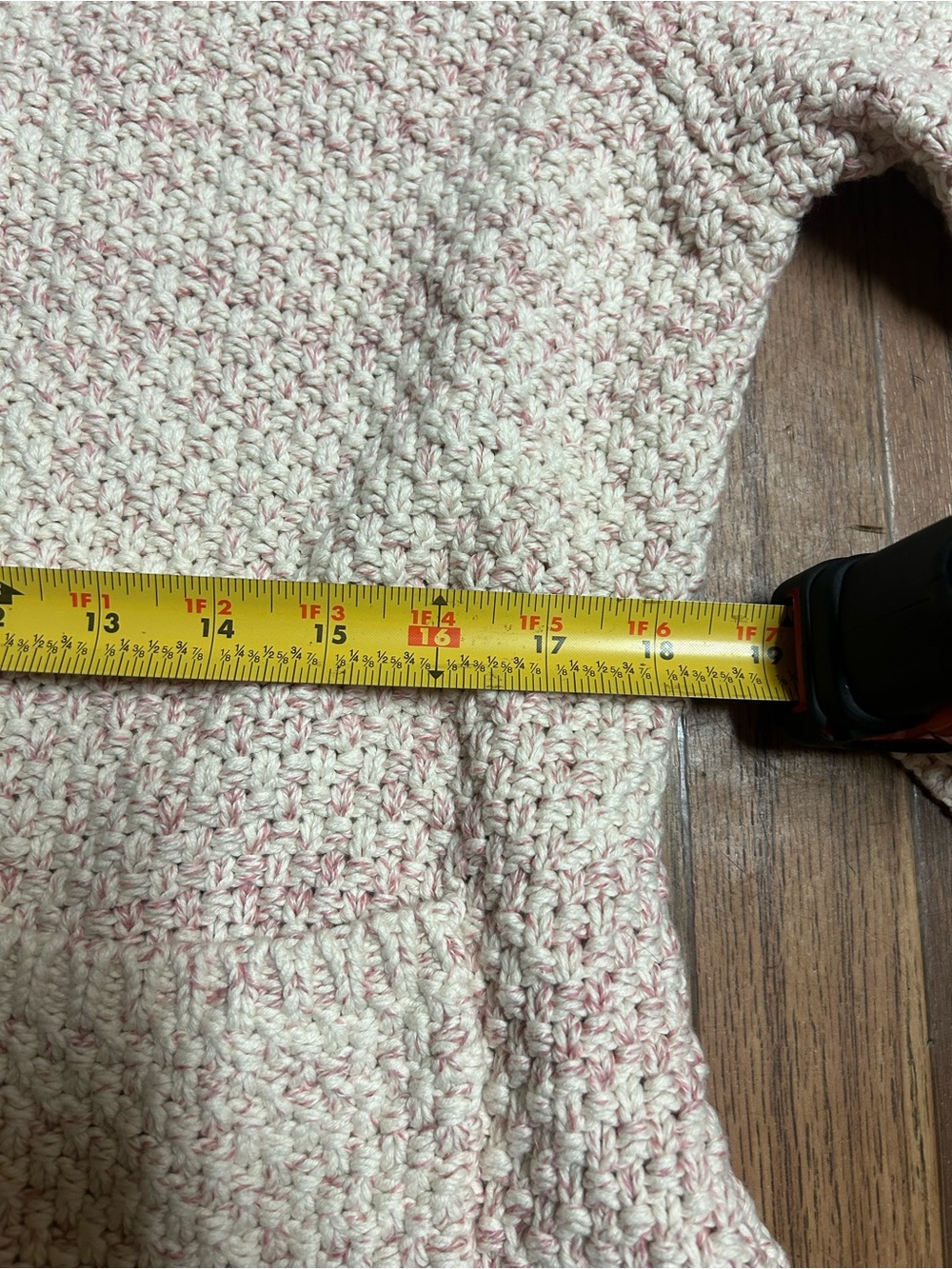 Orvis Cream and Soft Pink Crochet Cardigan - Picture 5 of 6